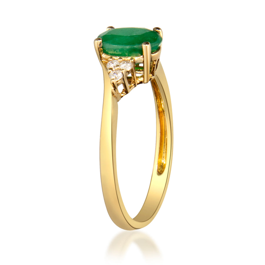 Amelia 10K Yellow Gold Oval-Cut Emerald Ring