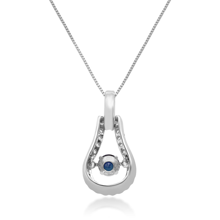 Aubriella 10K White Gold Round-Cut Ceylon Blue Sapphire Pendant