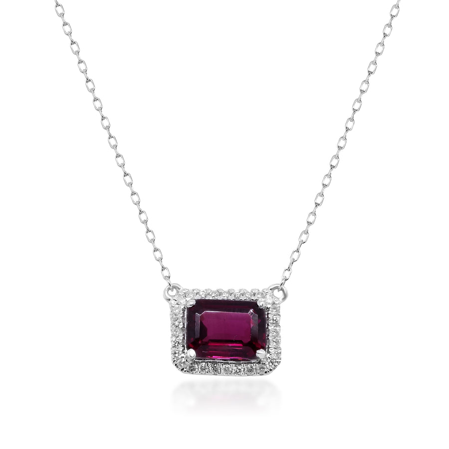 Isabella 14K White Gold Emerald-Cut Garnet Pendant