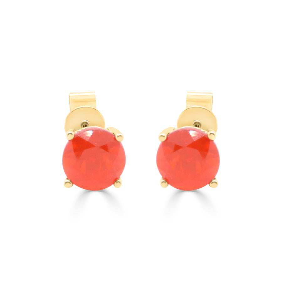 Hadley 14K Yellow Gold Round-Cut Mexican Fire Opal Earrings