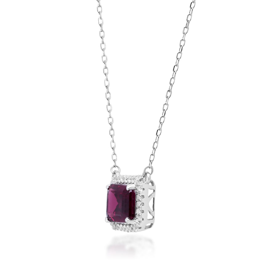 Isabella 14K White Gold Emerald-Cut Garnet Pendant