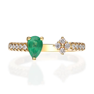 Natalia 10K Yellow Gold Pear-Cut Emerald Ring