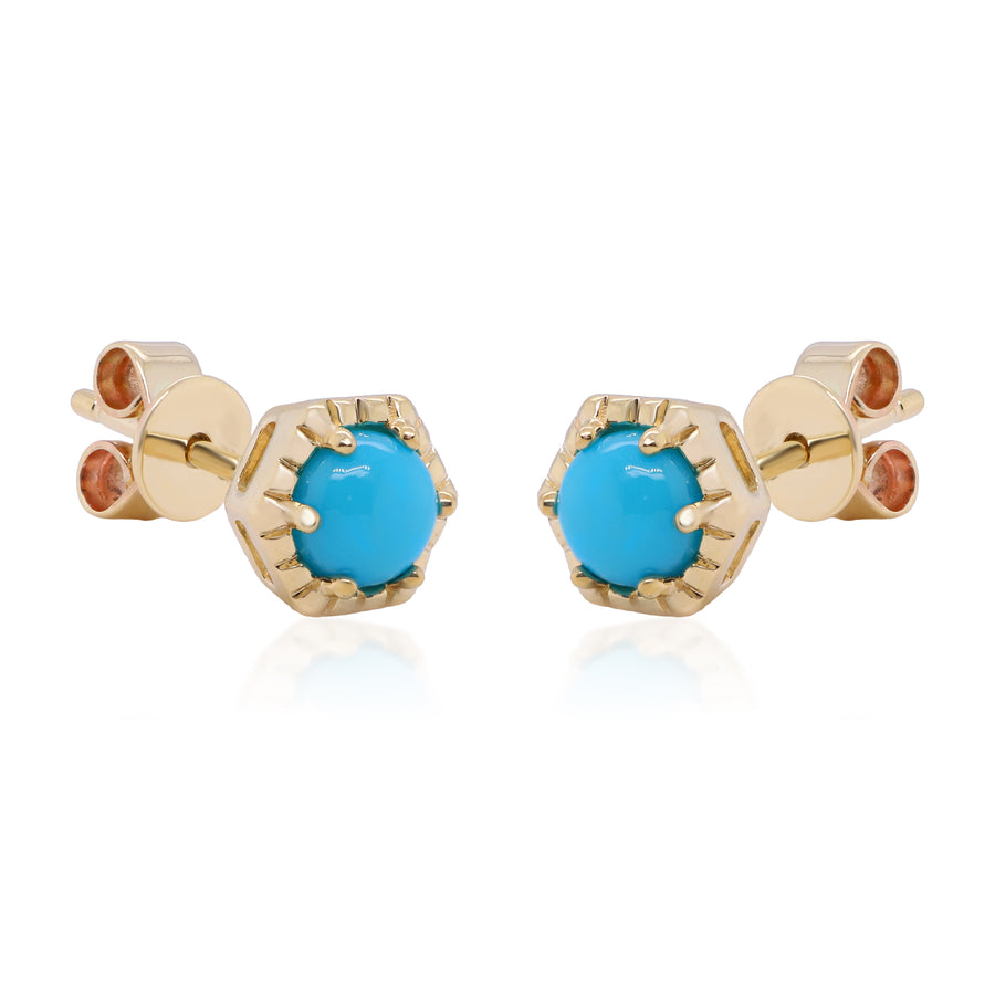 Ember 10K Yellow Gold Round-Cut Turquoise Earring