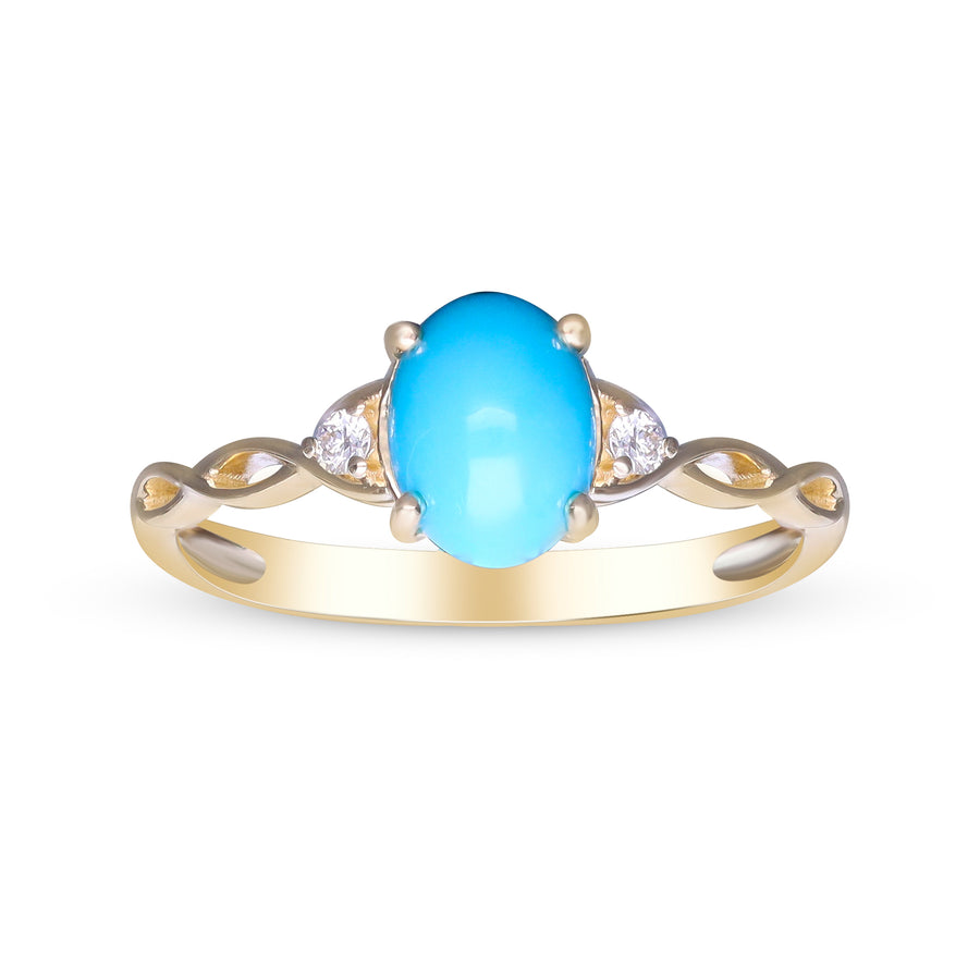 Aubrey 10K Yellow Gold Oval-Cut Turquoise Ring