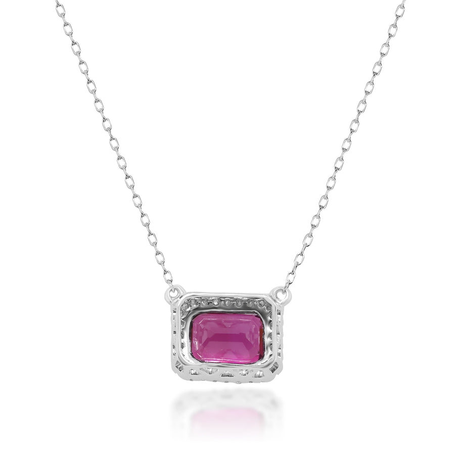 Isabella 14K White Gold Emerald-Cut Garnet Pendant