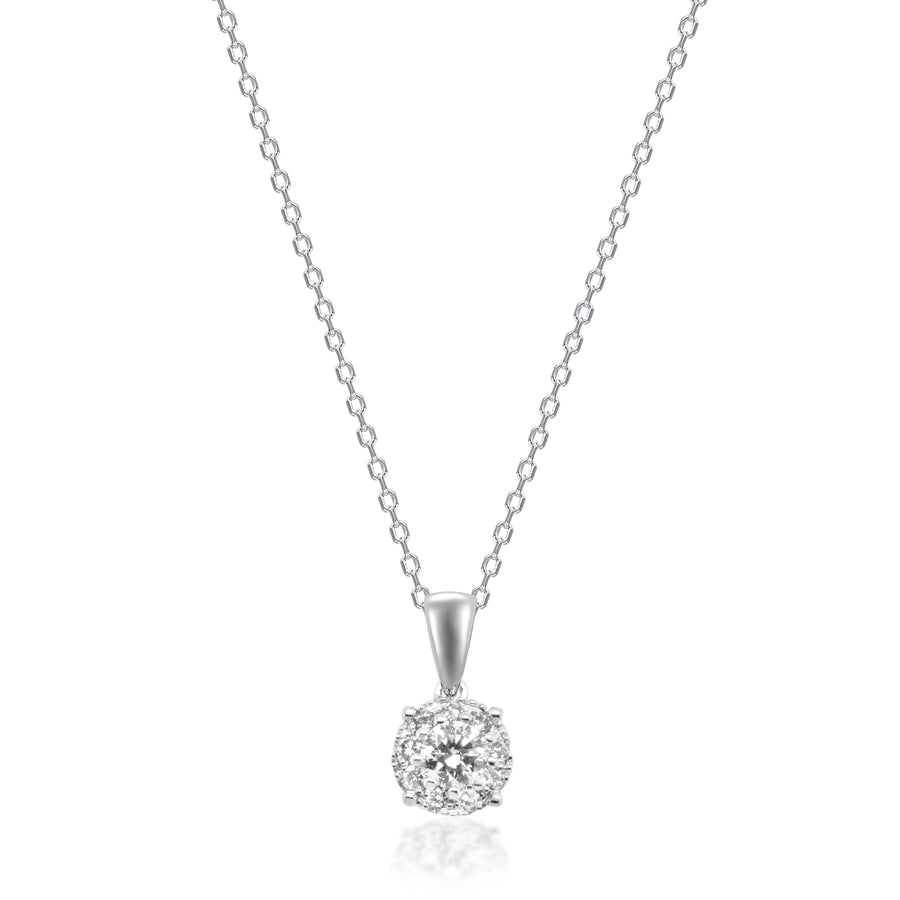 Emersyn 14K White Gold Round-Cut White Diamond Pendant