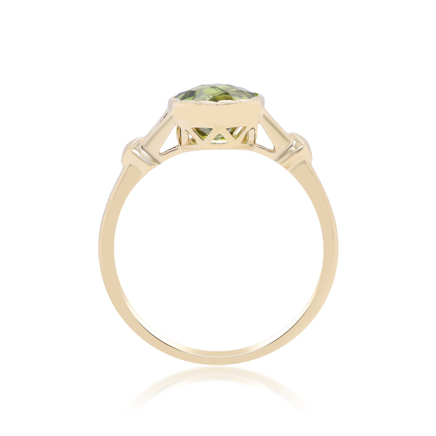 Halle 14K Yellow Gold Round-Cut Manchurian Peridot Ring