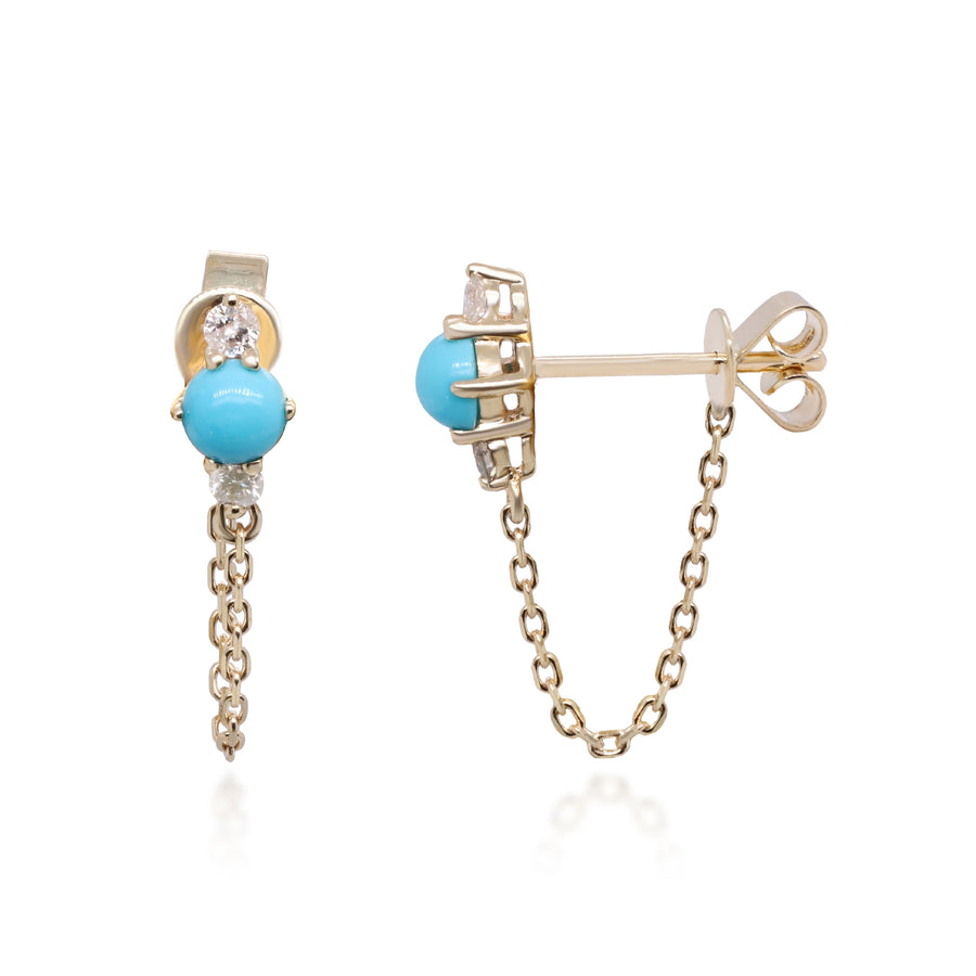 Zoie 10K Yellow Gold Round-Cut Arizona Turquoise Earrings