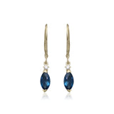 Caroline 10K Yellow Gold Marquise-Cut Brazilian London Blue Topaz Earrings