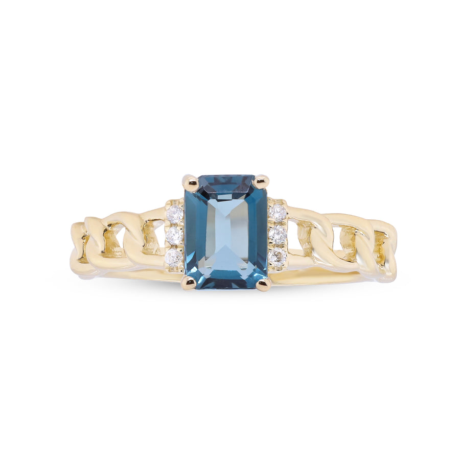 Abby 14K Yellow Gold Emerald-Cut London Blue Topaz Ring