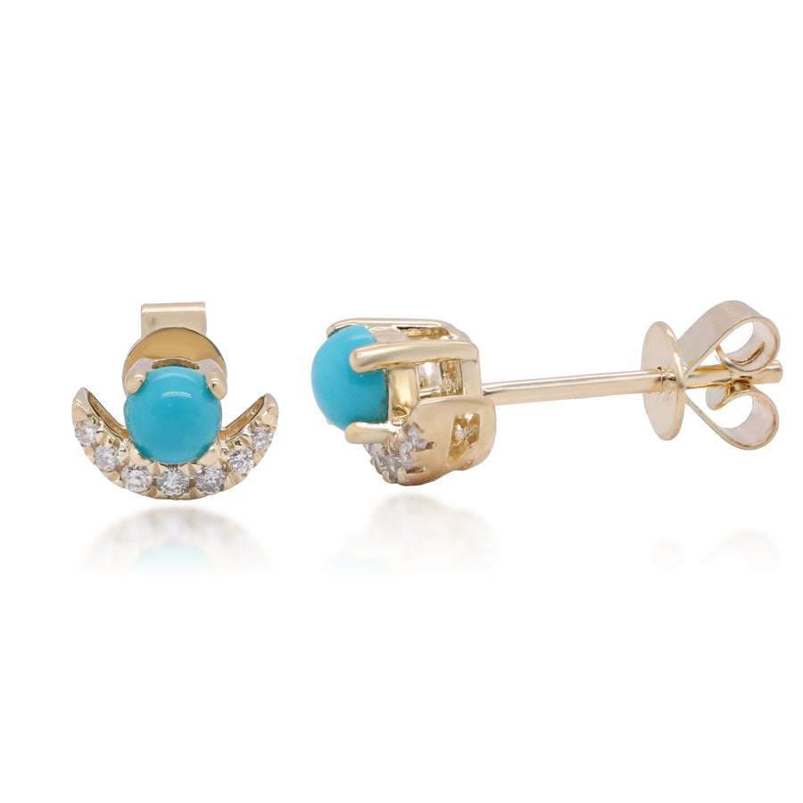 Zoie 10K Yellow Gold Round-Cut Arizona Turquoise Earrings