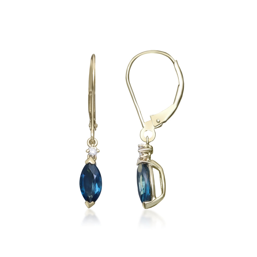 Caroline 10K Yellow Gold Marquise-Cut Brazilian London Blue Topaz Earrings