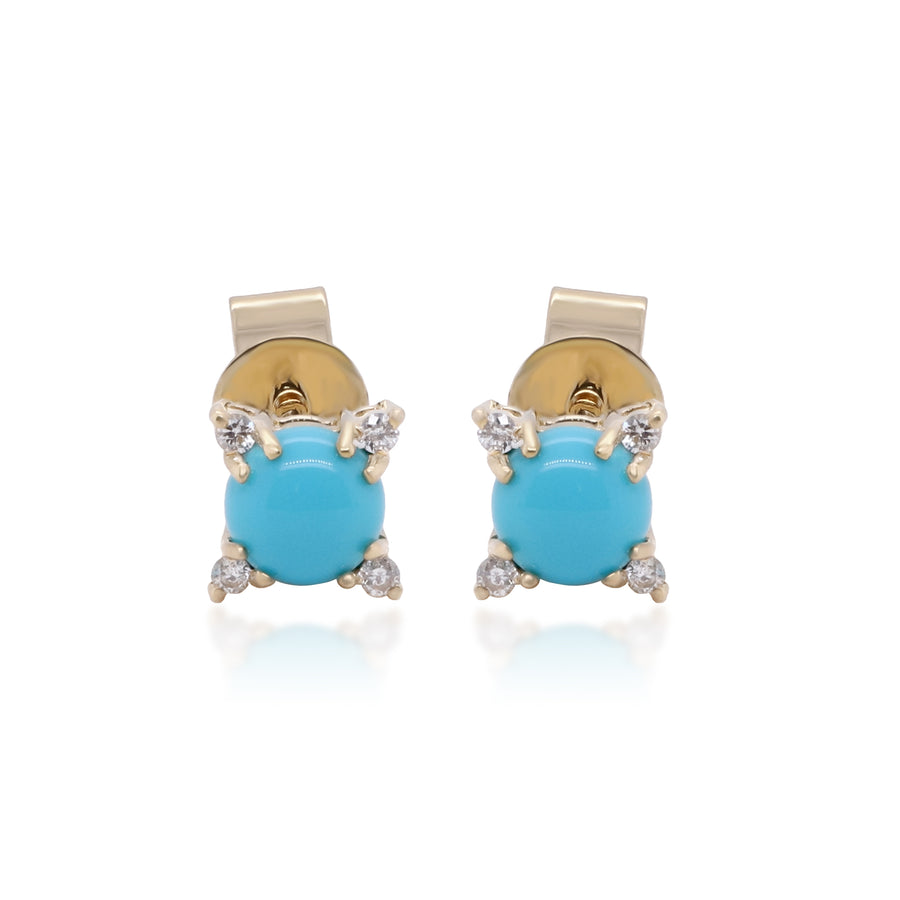 Zoie 10K Yellow Gold Round-Cut Arizona Turquoise Earrings