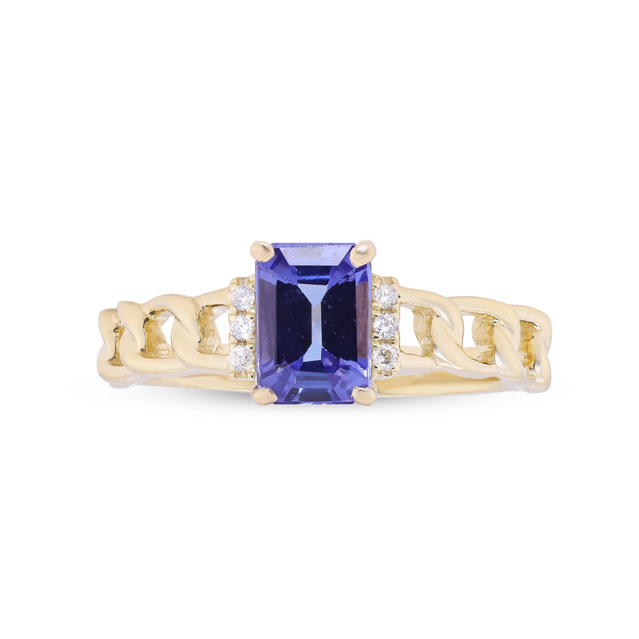 Abby 14K Yellow Gold Emerald-Cut Tanzanite Ring