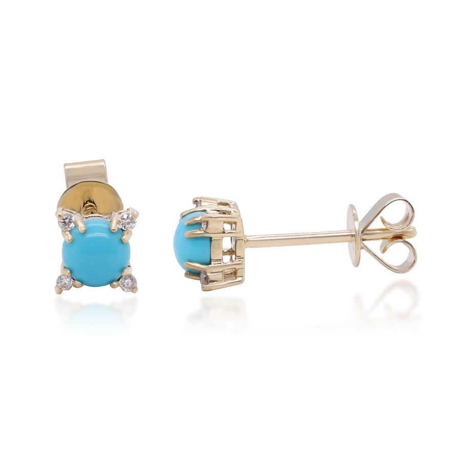 Zoie 10K Yellow Gold Round-Cut Arizona Turquoise Earrings