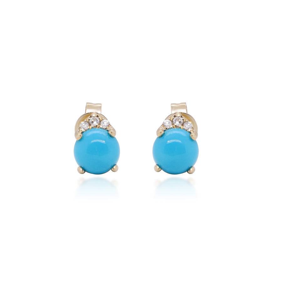 Zoie 10K Yellow Gold Round-Cut Arizona Turquoise Earrings