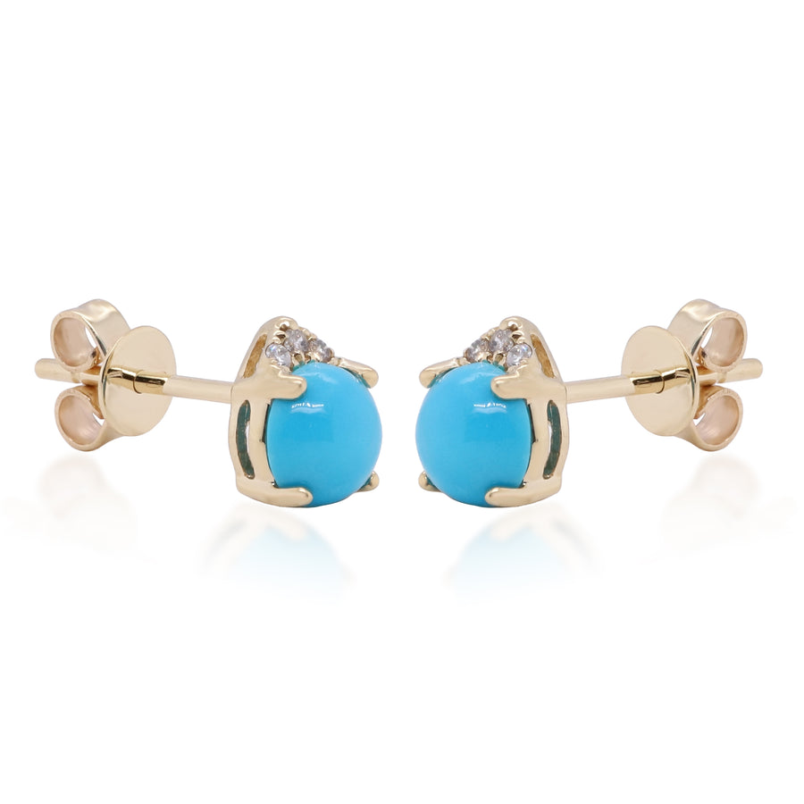 Zoie 10K Yellow Gold Round-Cut Arizona Turquoise Earrings