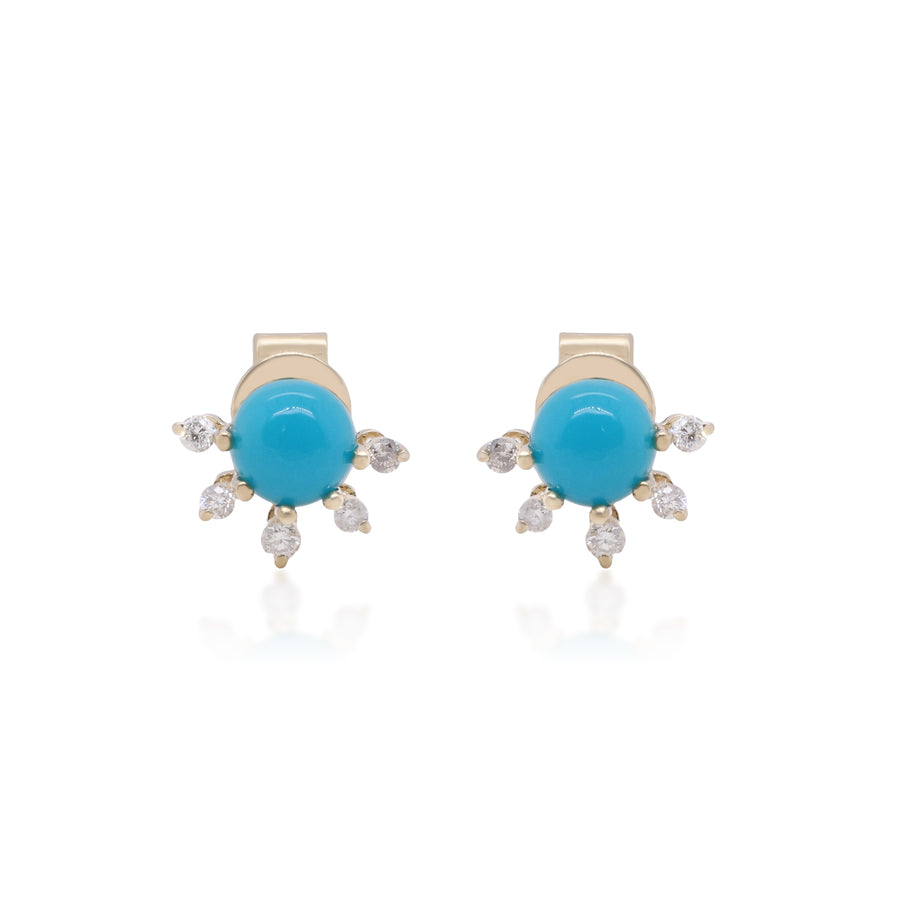 Zoie 10K Yellow Gold Round-Cut Arizona Turquoise Earrings