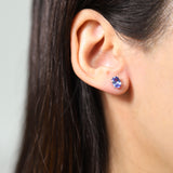 Harlee 14K White Gold Oval-Cut Ceylon Blue Sapphire Earring