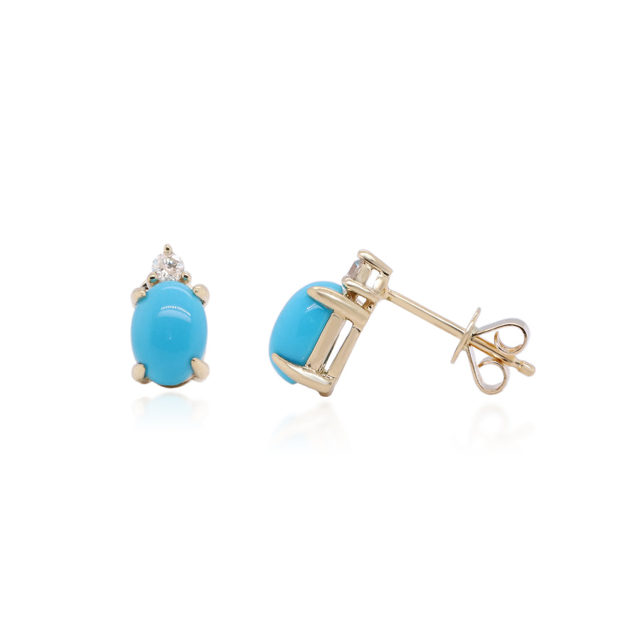 Zoie 10K Yellow Gold Round-Cut Arizona Turquoise Earrings