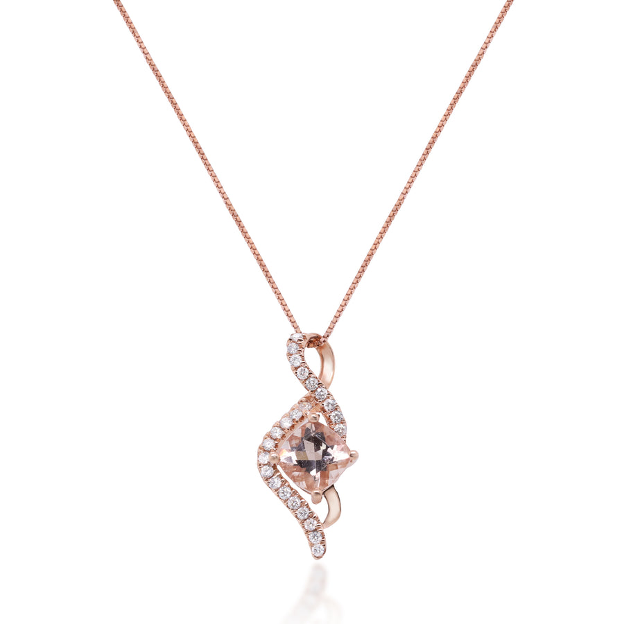 Isabel 14K Rose Gold Cushion-Cut Madagascar Morganite Pendant