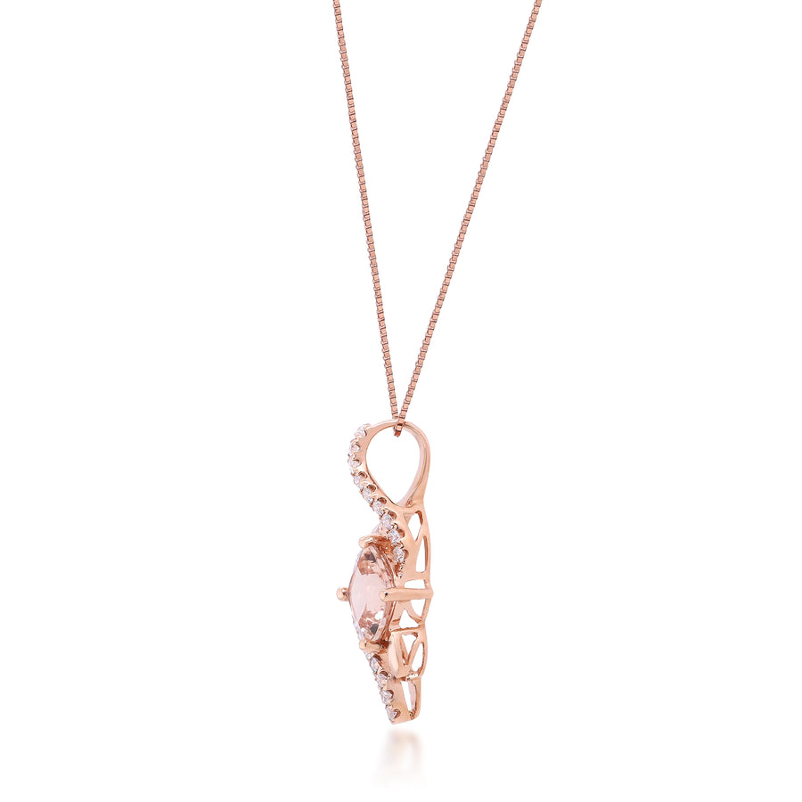 Isabel 14K Rose Gold Cushion-Cut Madagascar Morganite Pendant