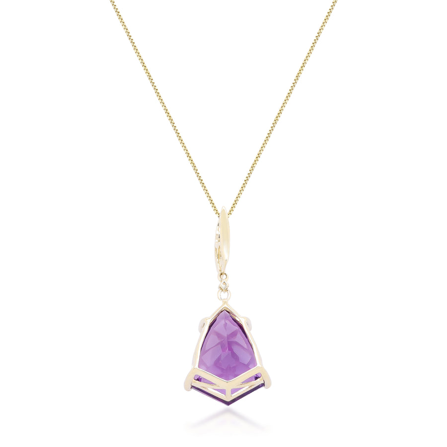 Madison 10K Yellow Gold Pear-Cut Brazilian Amethyst Pendant