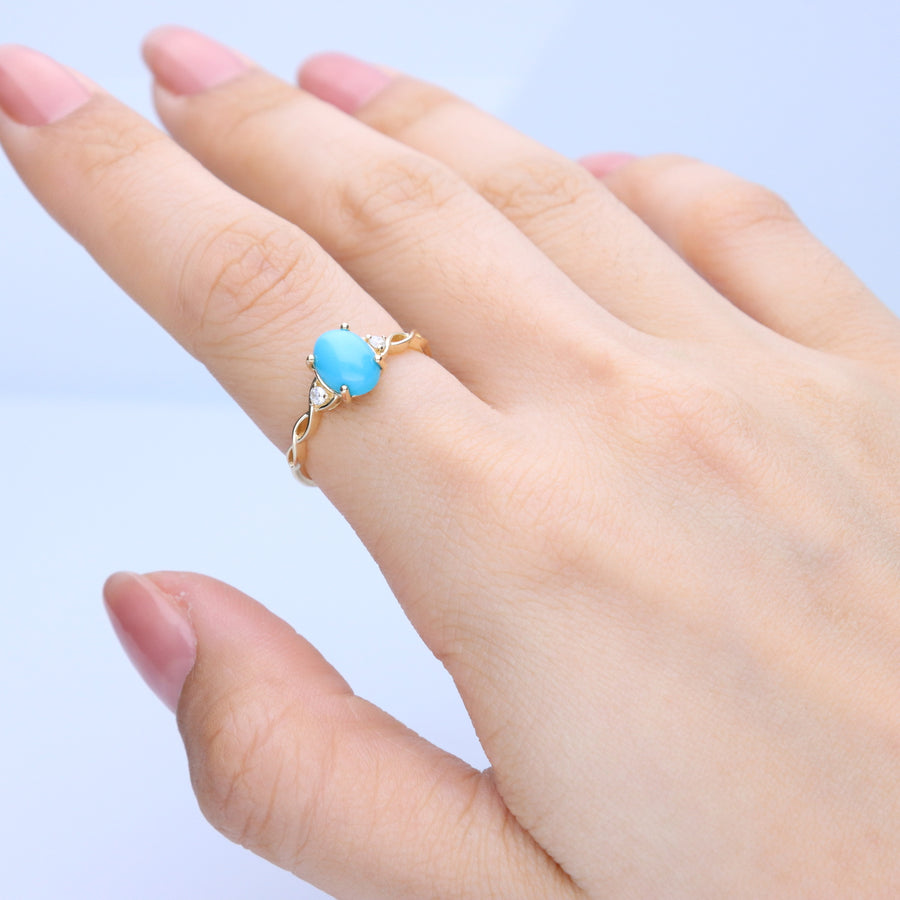 Aubrey 10K Yellow Gold Oval-Cut Turquoise Ring