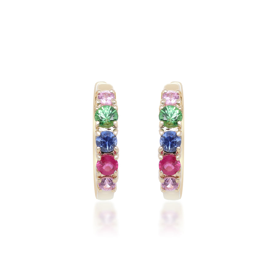 Everett 10K Yellow Gold Round-Cut Multi Sapphire Earring