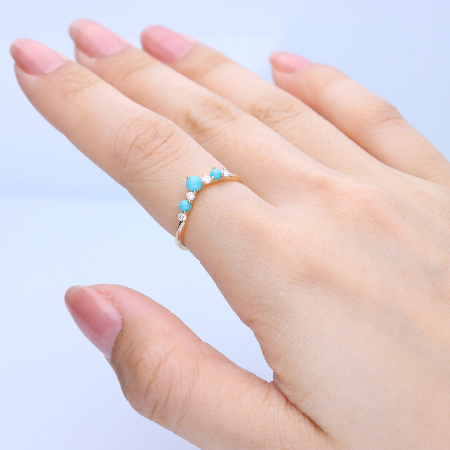 Aubrey 10K Yellow Gold Round-Cut Turquoise Ring