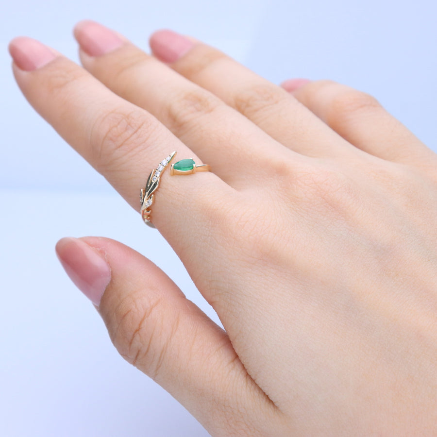 Aubrey 14K Yellow Gold Pear-Cut Zambian Emerald Ring