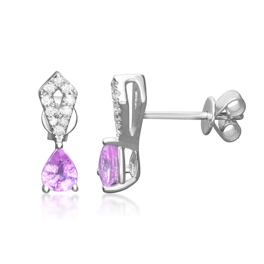 Grace 14K White Gold Pear-Cut Pink Sapphire Earrings