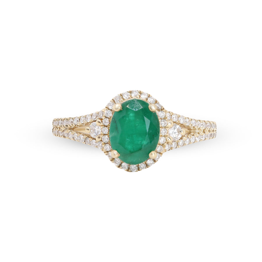 Amara 10K Yellow Gold Oval-Cut Emerald Ring