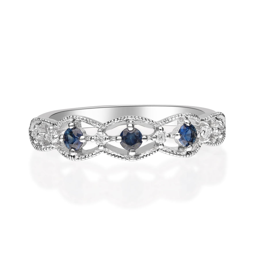 Abigail 18K White Gold Round-Cut Blue Sapphire Ring