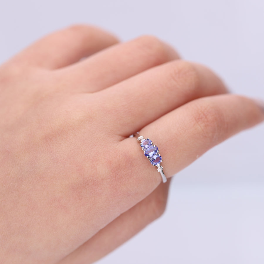 Freya 10K White Gold Oval-Cut Tanzanite Ring