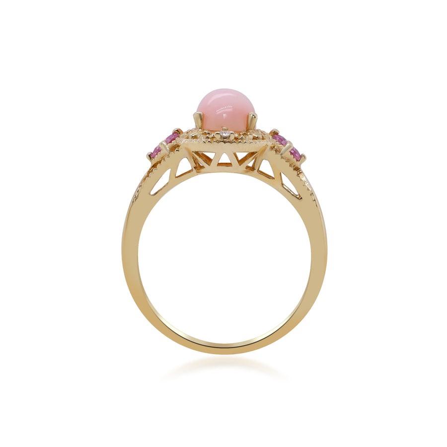 Melissa 14K Yellow Gold Oval-Cut Pink Opal Ring