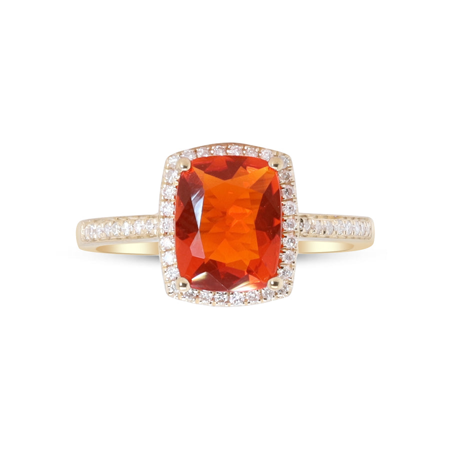 Eliana 14K Yellow Gold Cushion-Cut Mexican Fire Opal Ring