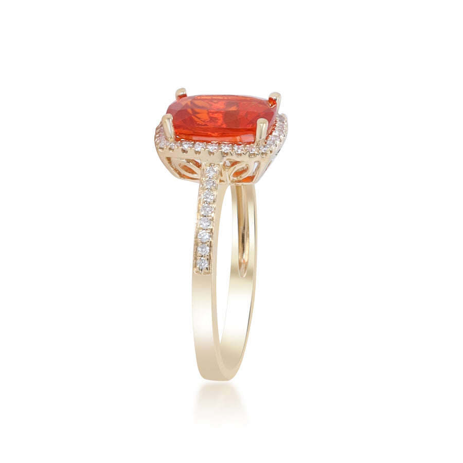 Eliana 14K Yellow Gold Cushion-Cut Mexican Fire Opal Ring