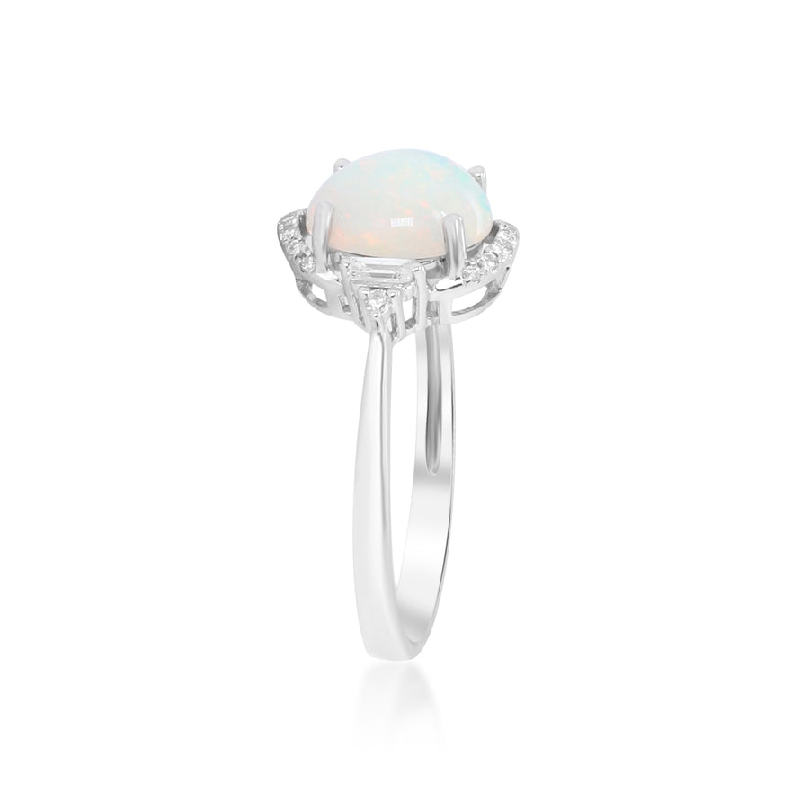 Amelia 10K White Gold Oval-Cut Ethiopian Opal Ring