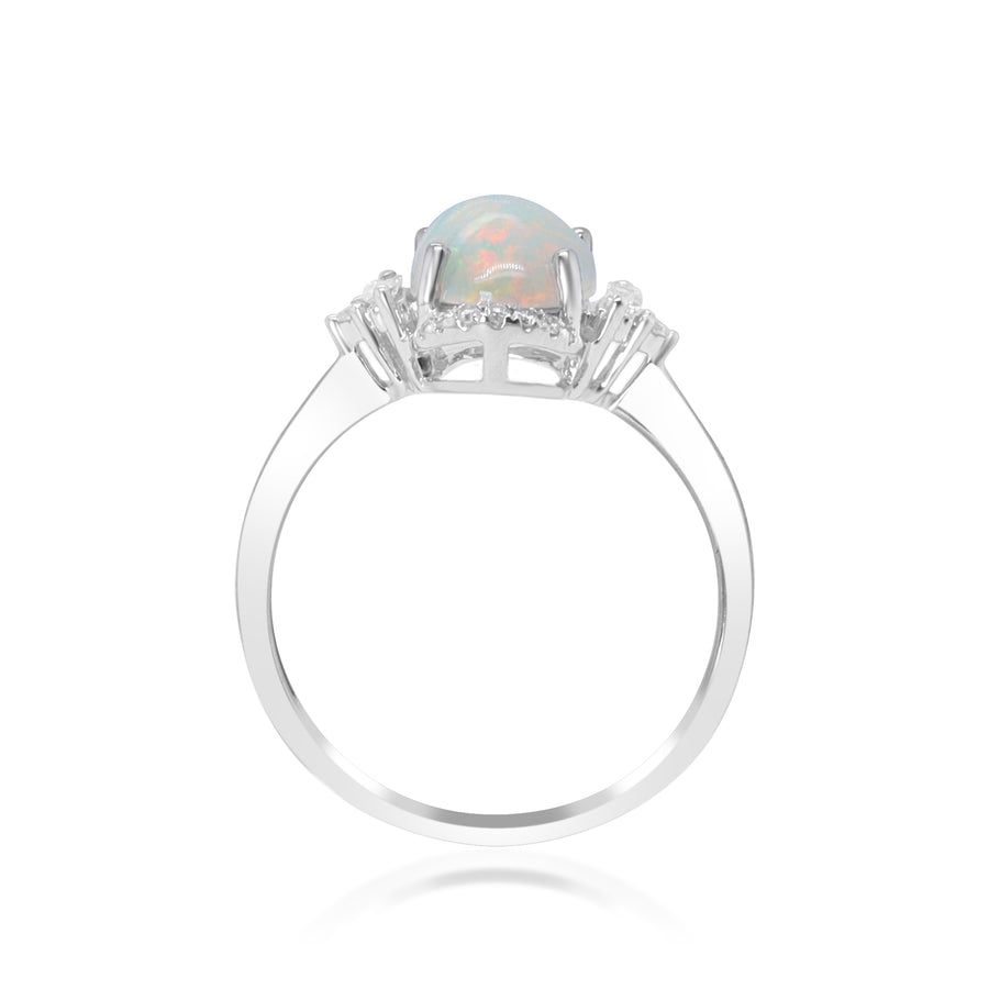 Amelia 10K White Gold Oval-Cut Ethiopian Opal Ring