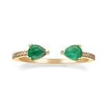 Celeste 14K Yellow Gold Pear-Cut Emerald Ring
