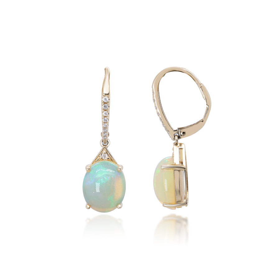 Arabella 14K Yellow Gold Oval-Cut Natural African Opal Earring