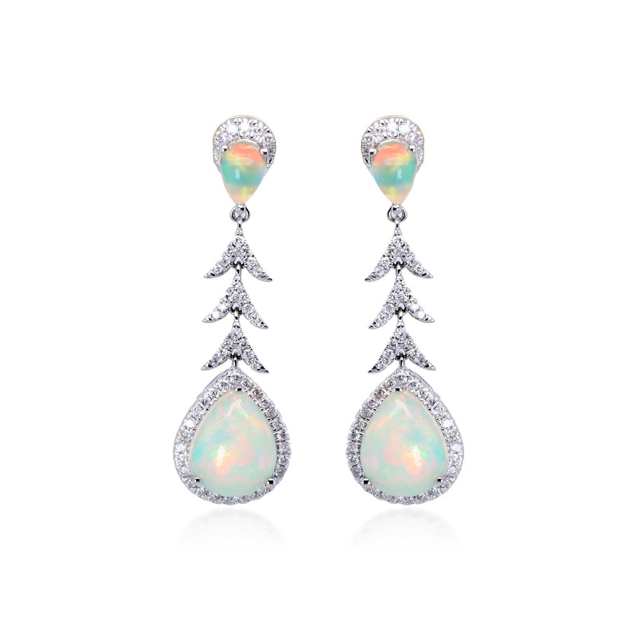 Analia 14K White Gold Pear-Cut Natural African Opal Earring