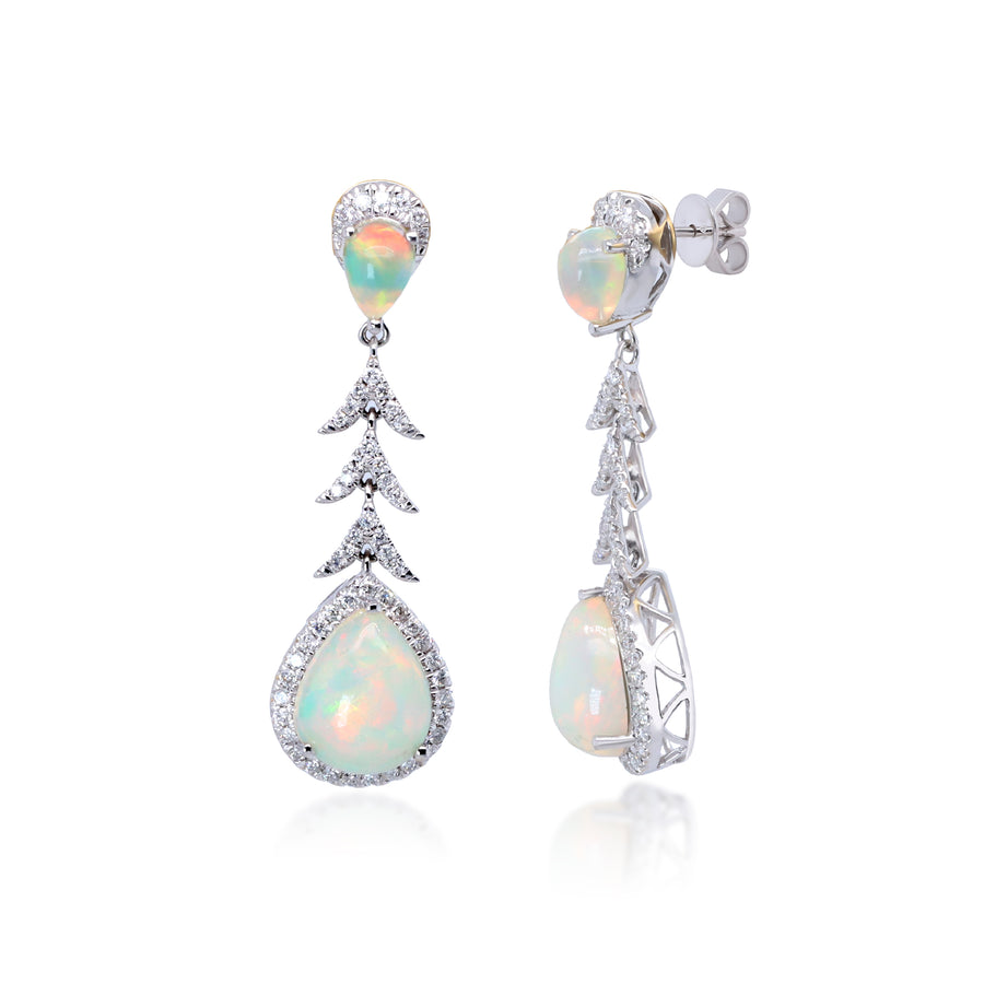 Analia 14K White Gold Pear-Cut Natural African Opal Earring