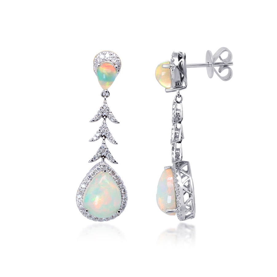 Analia 14K White Gold Pear-Cut Natural African Opal Earring