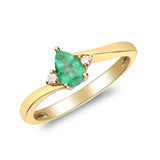 Paulina: 10K Yellow Gold Ring with Pear-Cut Natural Zambian Emerald