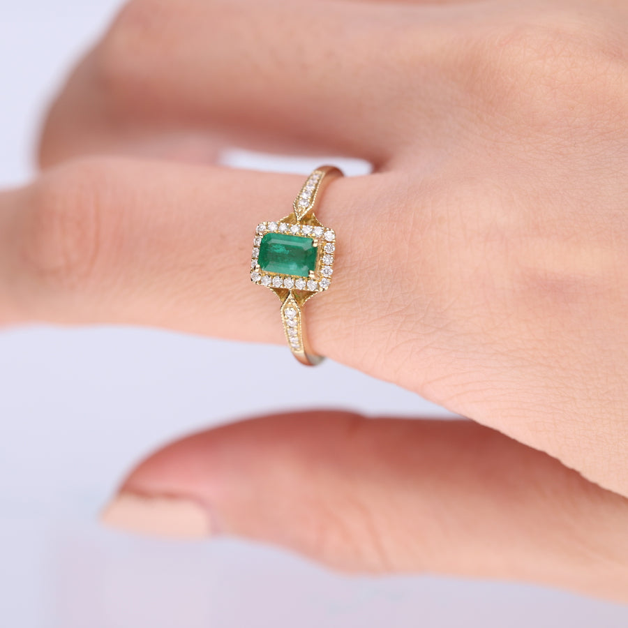 Penelope 10K Yellow Gold Emerald-Cut Emerald Ring