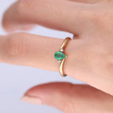 Paulina: 10K Yellow Gold Ring with Pear-Cut Natural Zambian Emerald