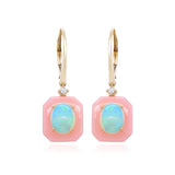 Ethiopian Opal and Pink Opal Halo Earrings with Diamond Accents