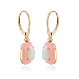 Ethiopian Opal and Pink Opal Halo Earrings with Diamond Accents